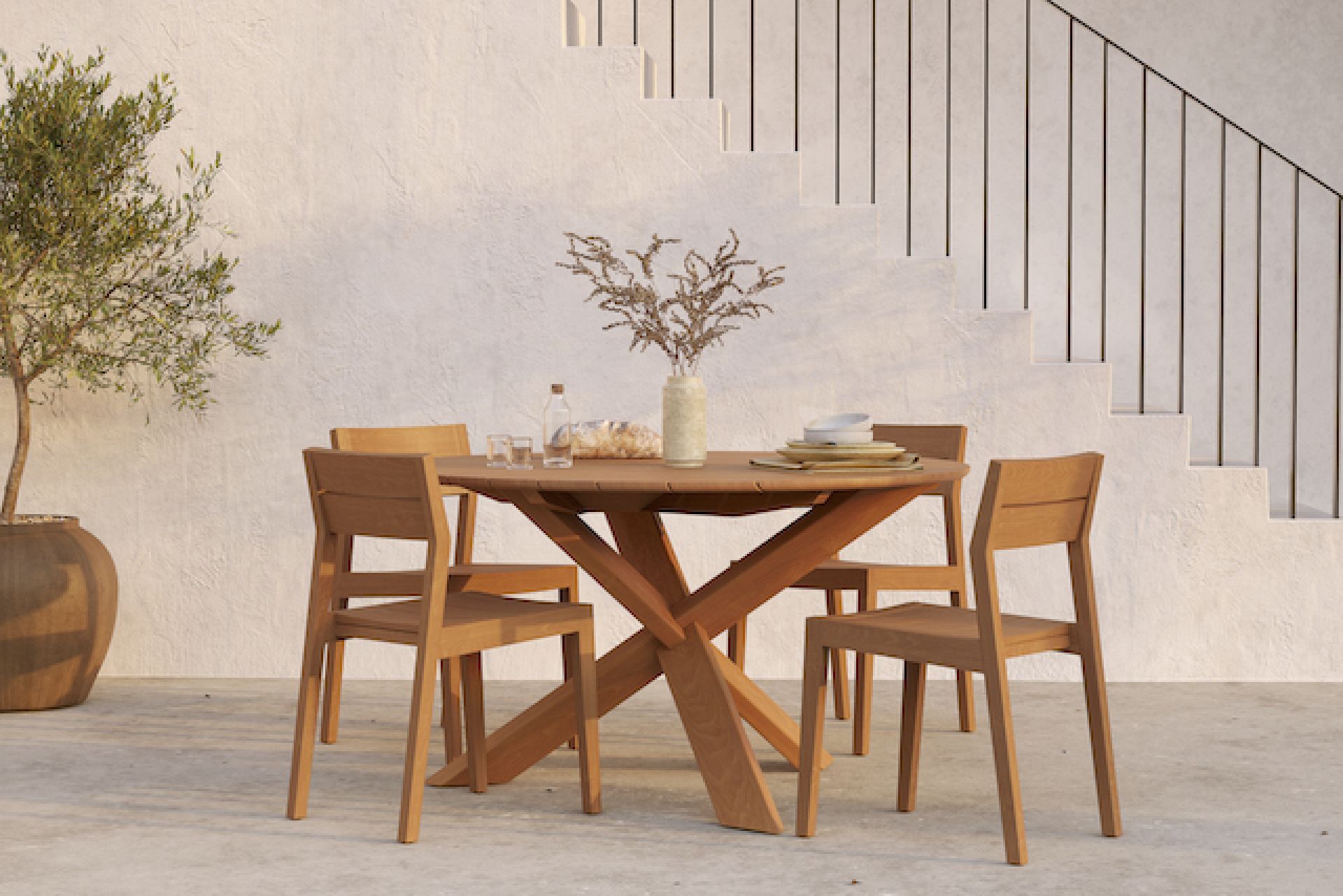Circle Outdoor Dining Table Teak Ethnicraft