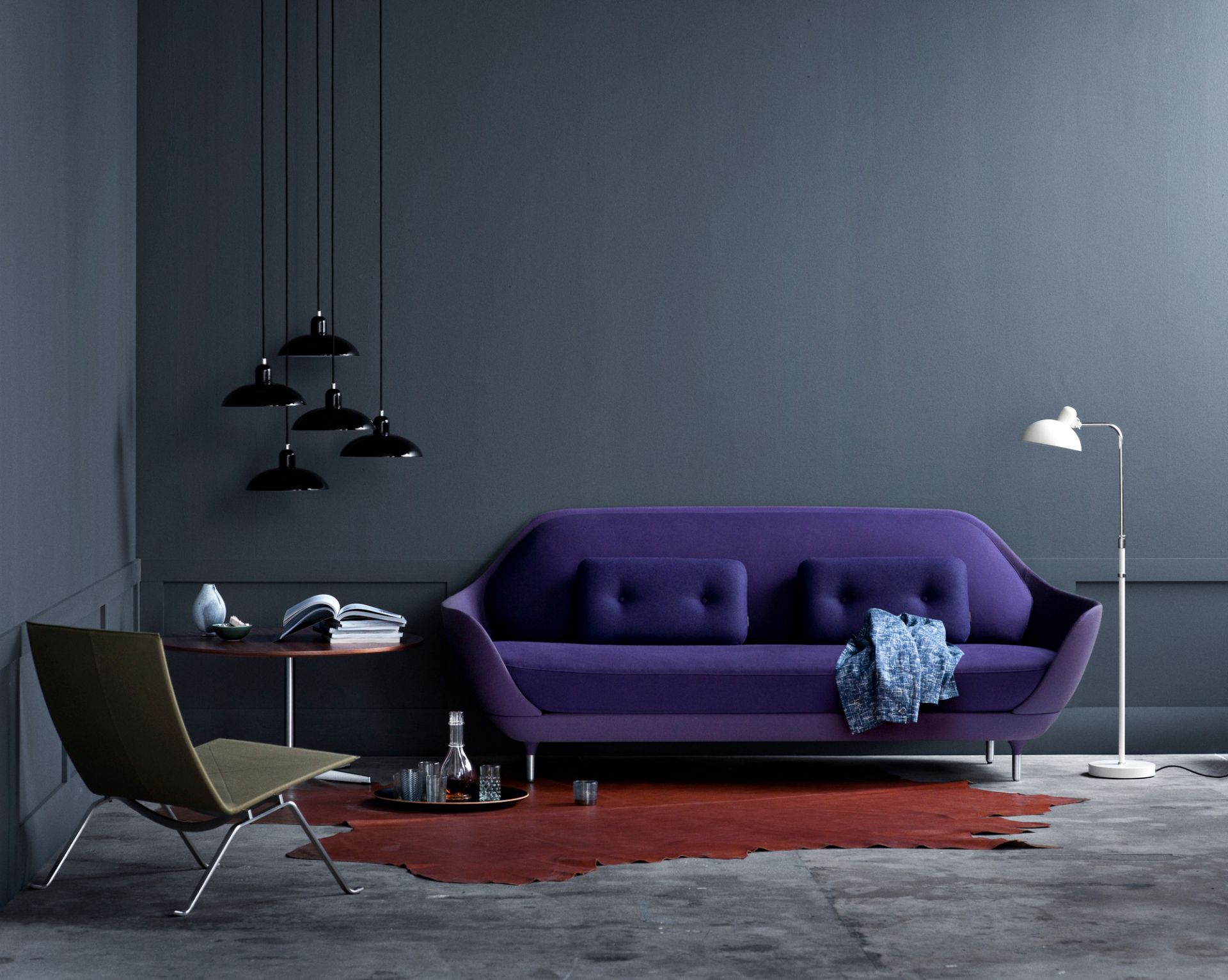 6580 F Luxus Floor lamp KAISER idell Fritz Hansen black high gloss