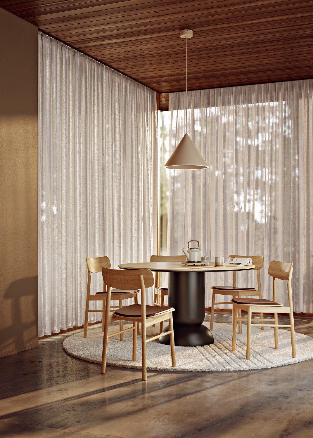 Annular Pendant Woud Beige