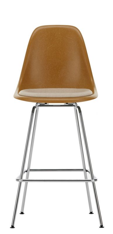 Eames Fibreglass Bar Stool Medium Bar stool with seat cushion Vitra