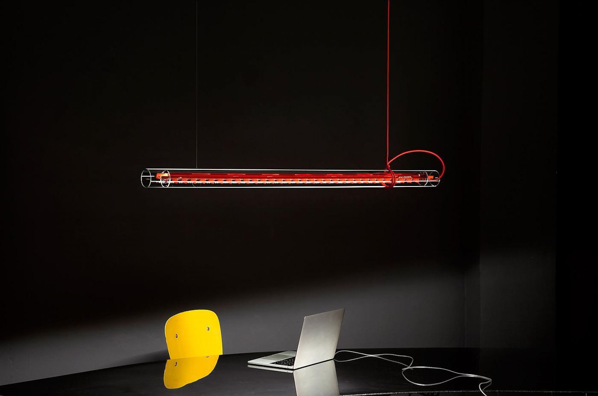 Tubular LED Hanging lamp Ingo Maurer cable blue