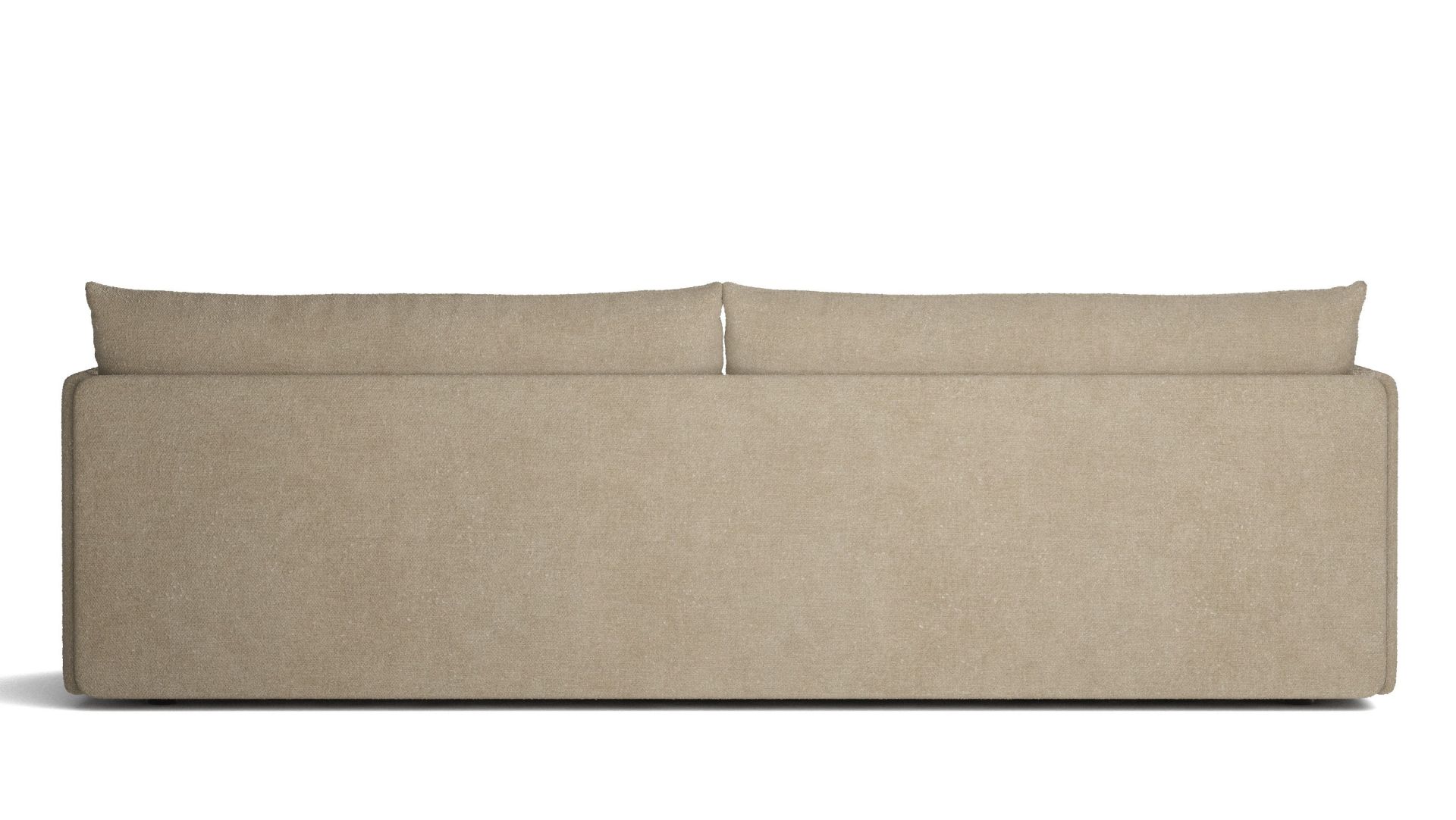 Rückansicht des Audo Copenhagen Offset Sofa 3-Sitzer in Beige, modernes Wohnzimmermöbel mit minimalistischem Design.