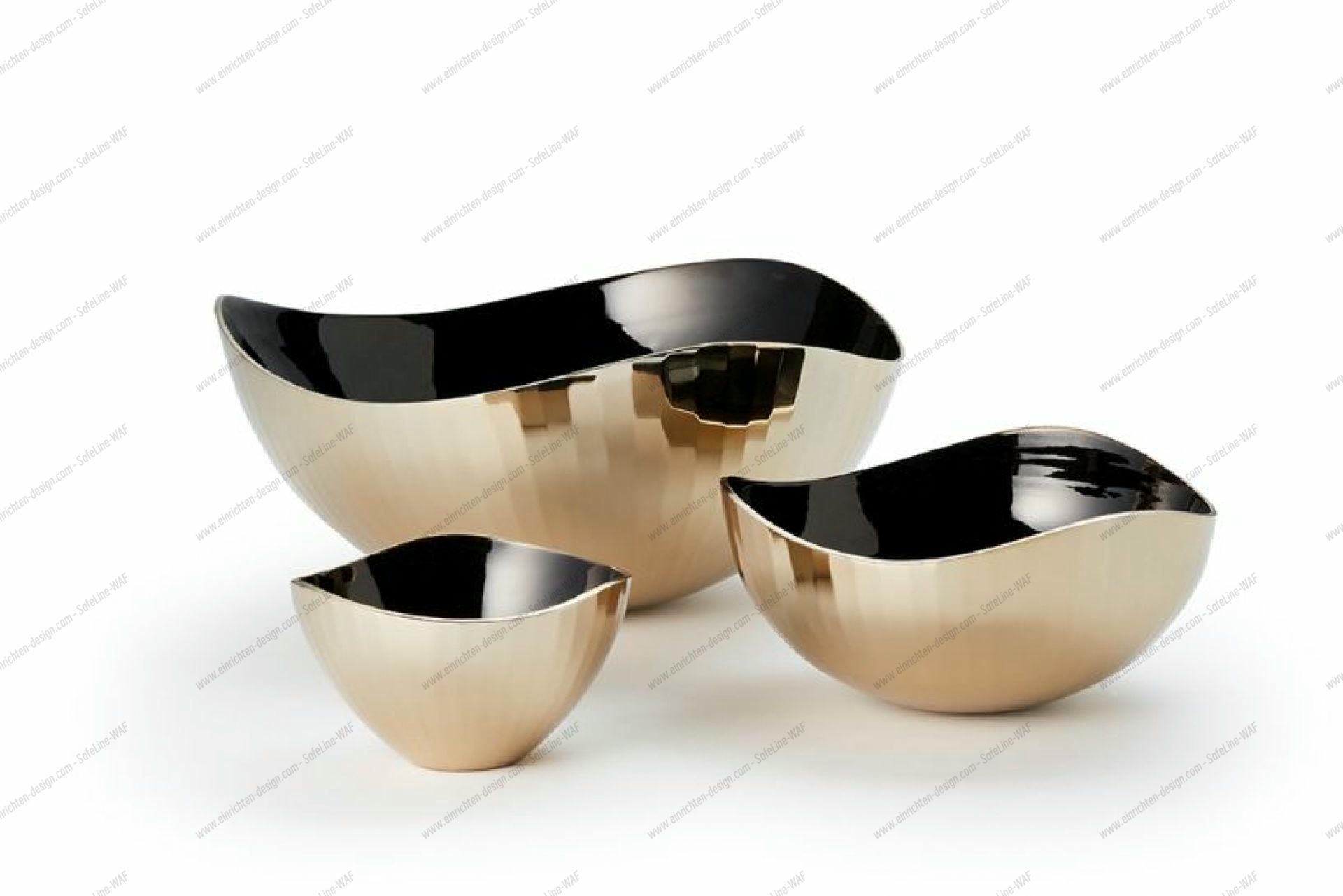 Lorenzo Schale von Philippi, ein dreiteiliges Schalen Set in Gold und Schwarz. Dekorative Schalen.