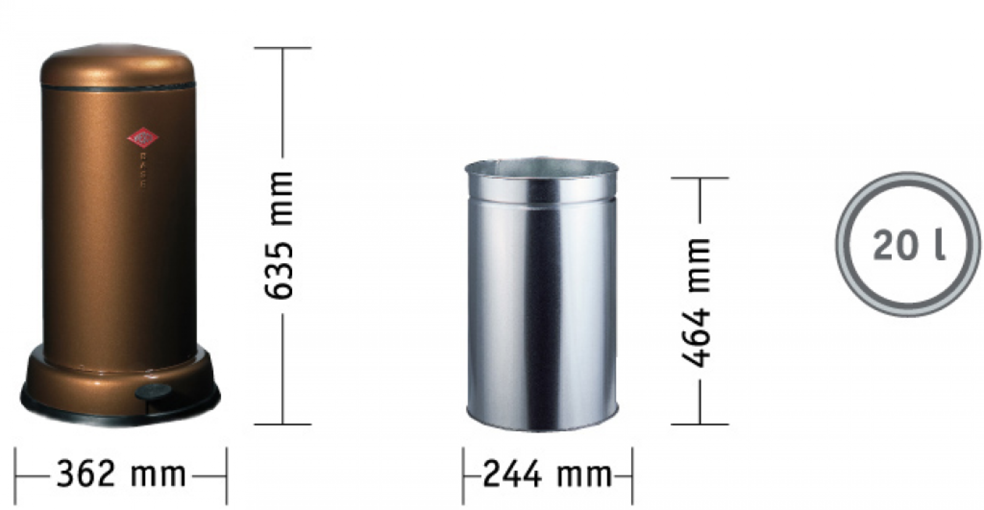 Baseboy 20 liter garbage can Wesco