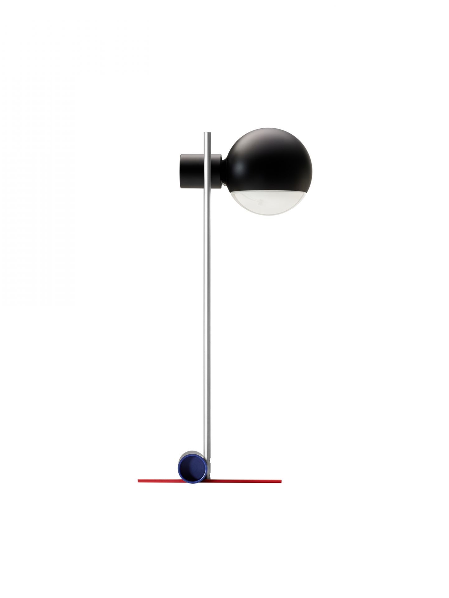 L25 Tischleuchte: Moderne LED Lampe in Schwarz matt mit silbernem Gestell.