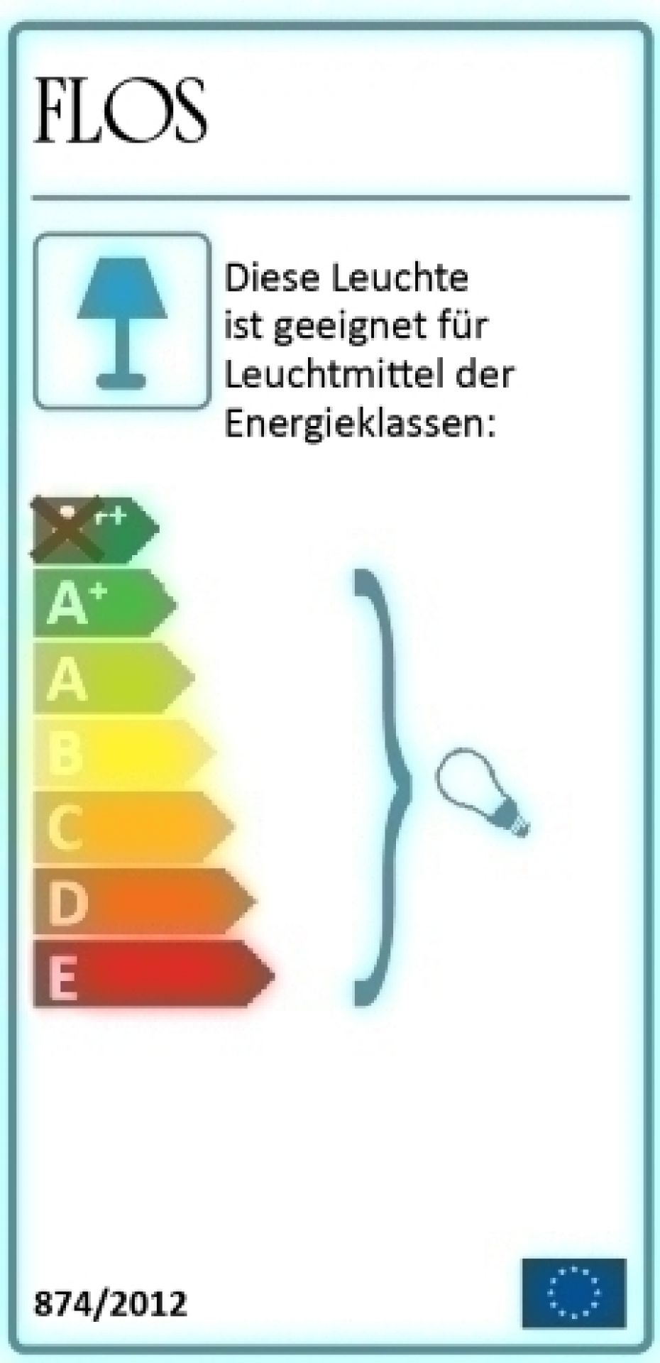 Energieeffizienzlabel der Flos Taraxacum 88 C W Wandleuchte, geeignet für Leuchtmittel der Energieklassen A+ bis E.