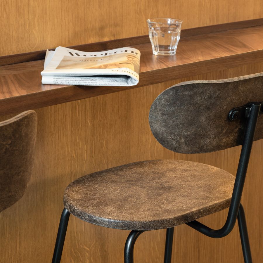 Earth Stool bar stool with Backrest Mater Waste dark H 104 cm