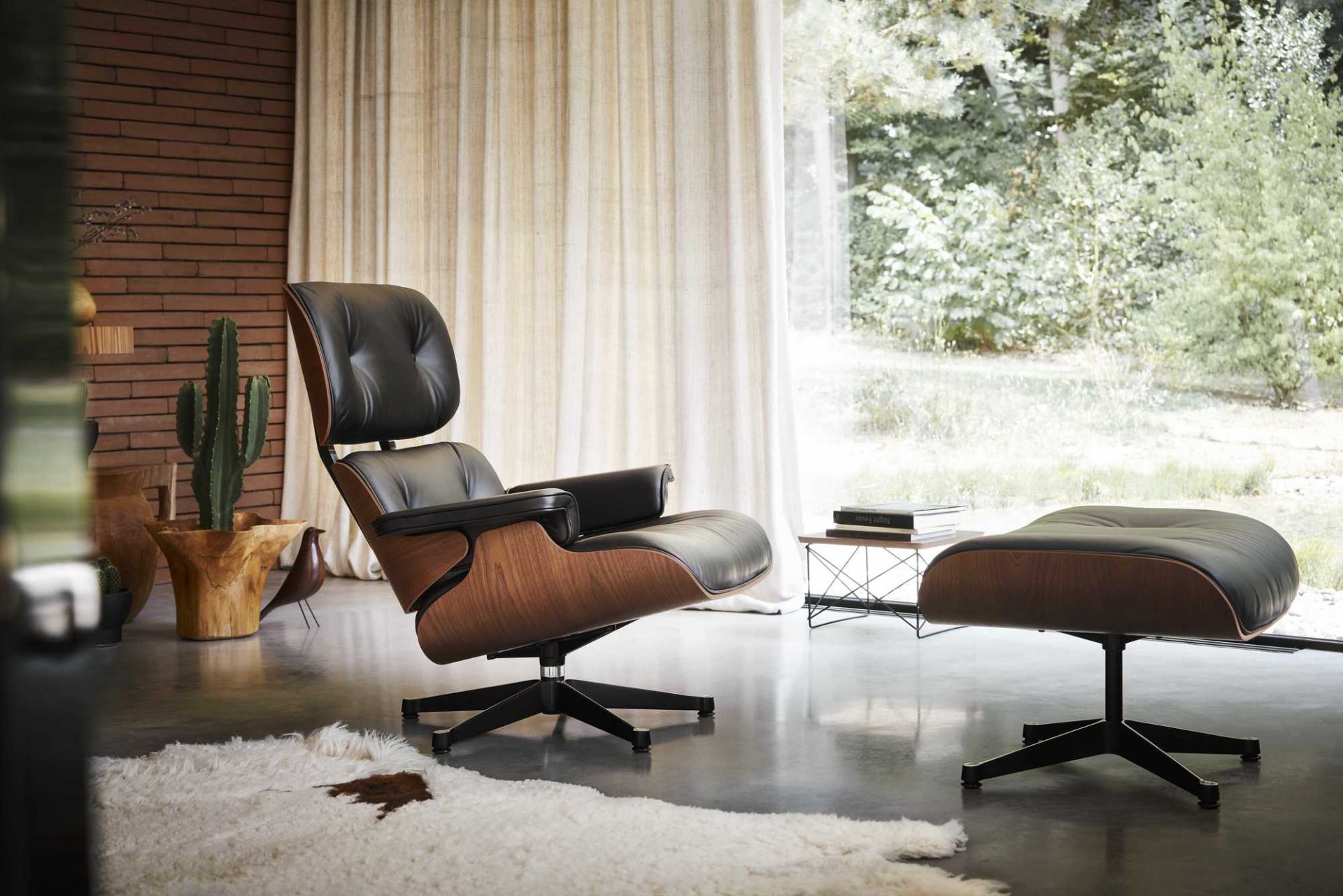 Eames Lounge Chair Ottoman Armchair Leather Premium F / Leather Natural Vitra | VITRA 41212200 2