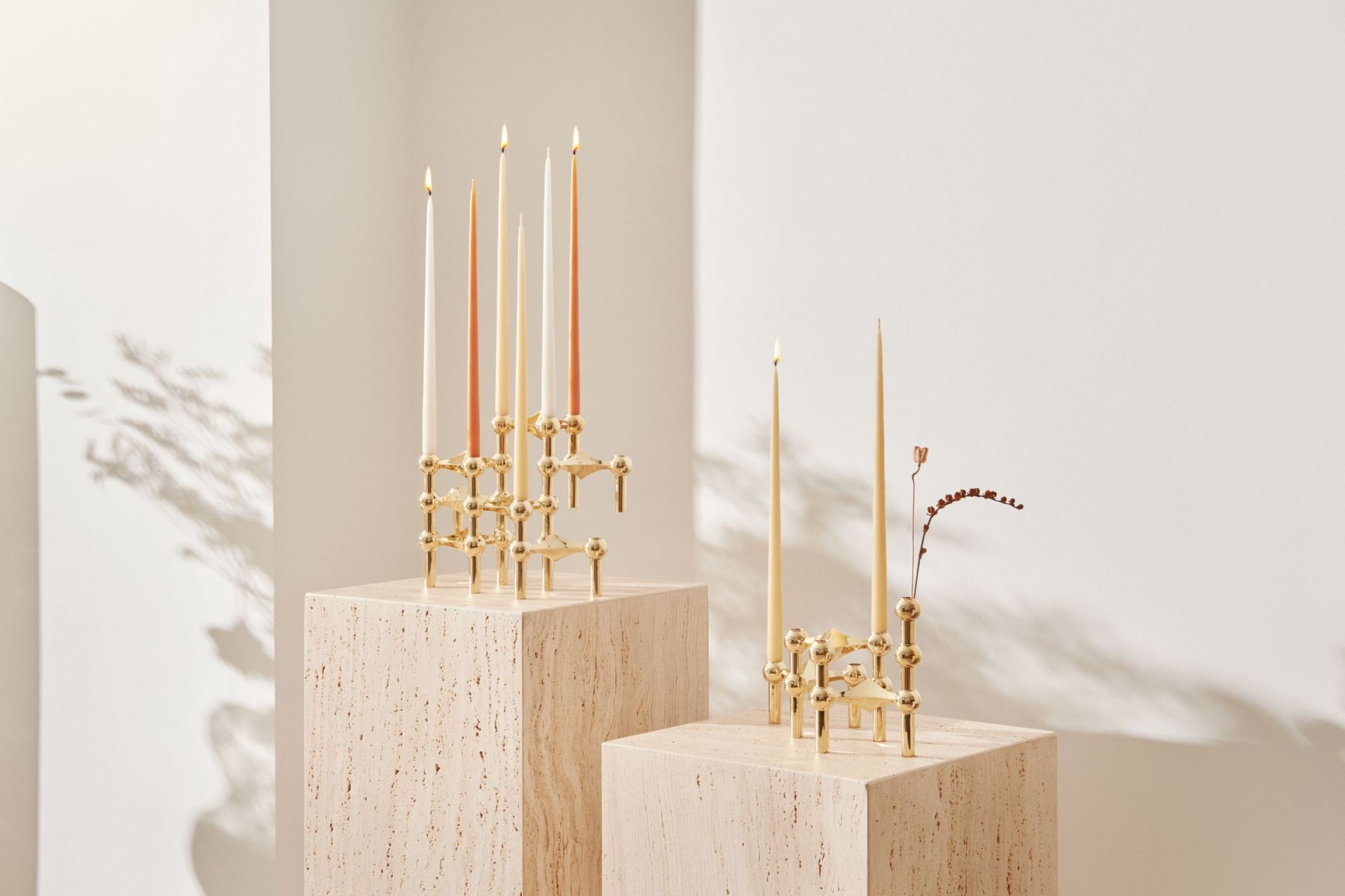 Candle holder set of 3 Brass Stoff Nagel
