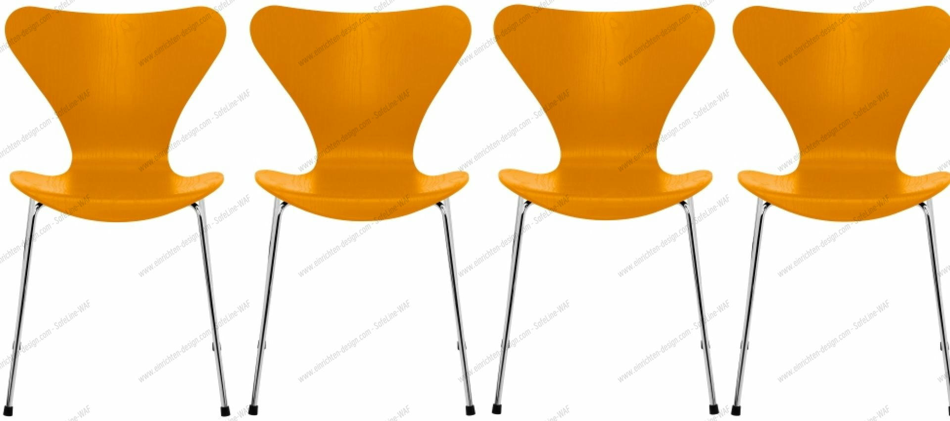 Seven / Series Chair 3107 Ash Set of 4 Fritz Hansen Burnt yellow