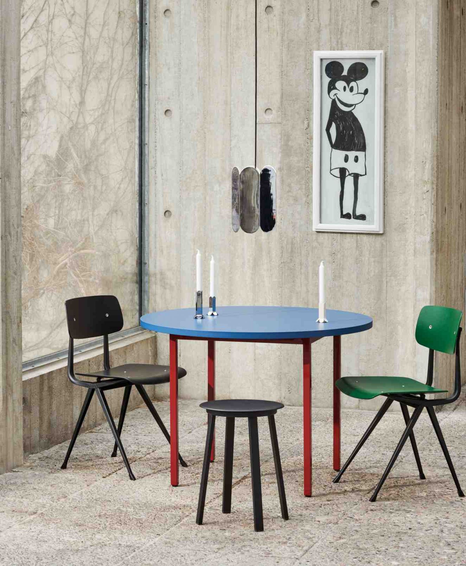 Two Colour Table 105 cm Hay Red - Maroon red