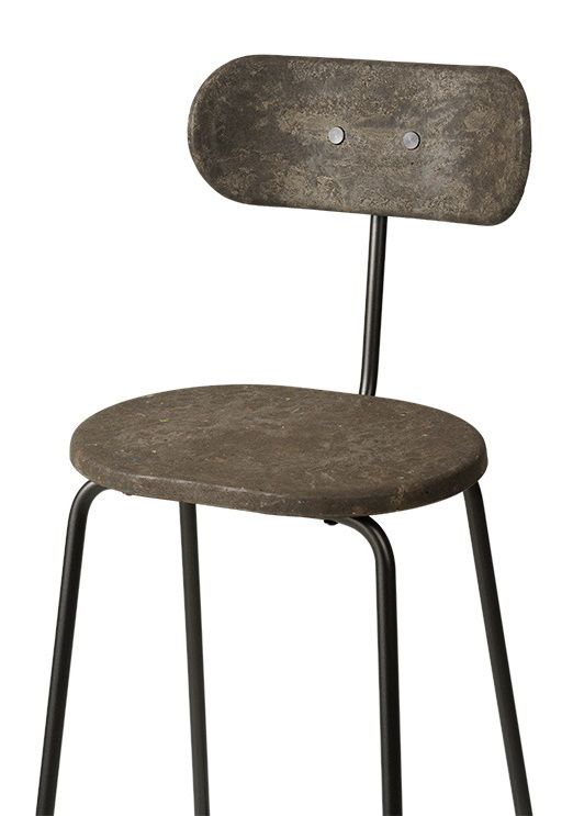 Earth Stool bar stool with Backrest Mater Waste dark H 104 cm