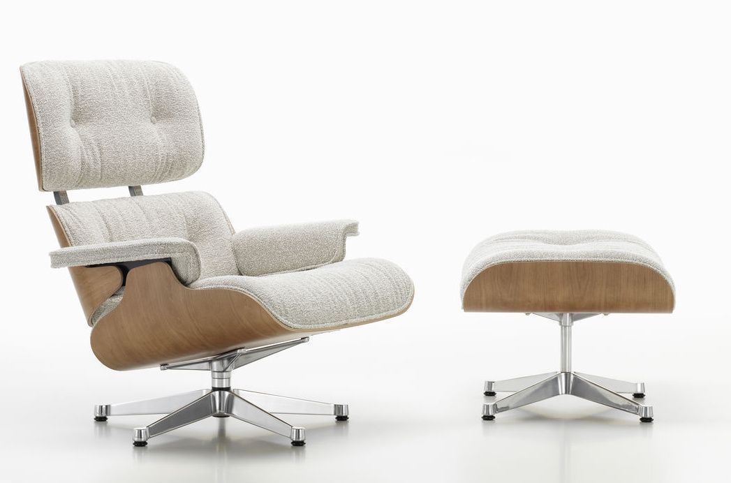 Eames Lounge Chair & Ottoman armchair PREFERRED COMBINATION Nubia, cream sand, polished, cherry wood