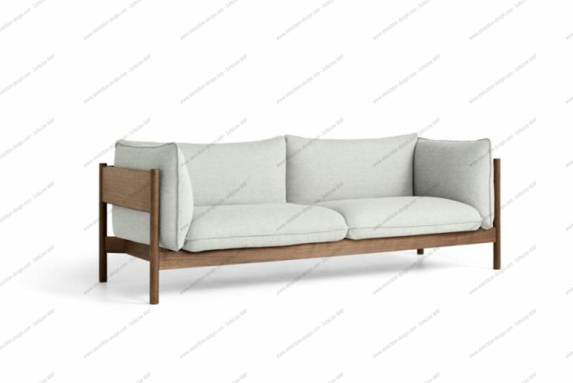 Arbour Sofa: 3-Sitzer Sofa mit hellem Hallingdal Bezug und geöltem Walnuss-Gestell.