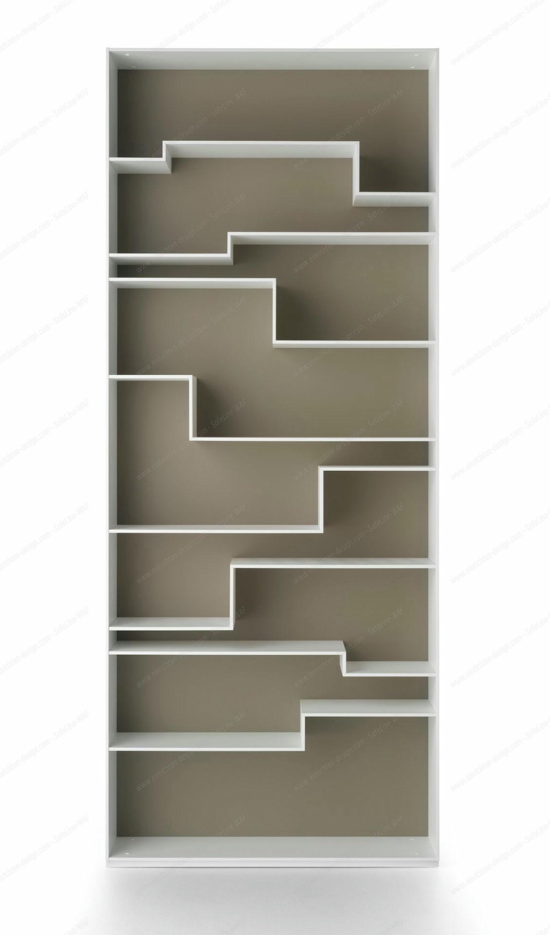 Melody Regalsystem mit weißen Regalböden und taubengrauer Rückwand, modernes Design für Wohnzimmer und Büro.