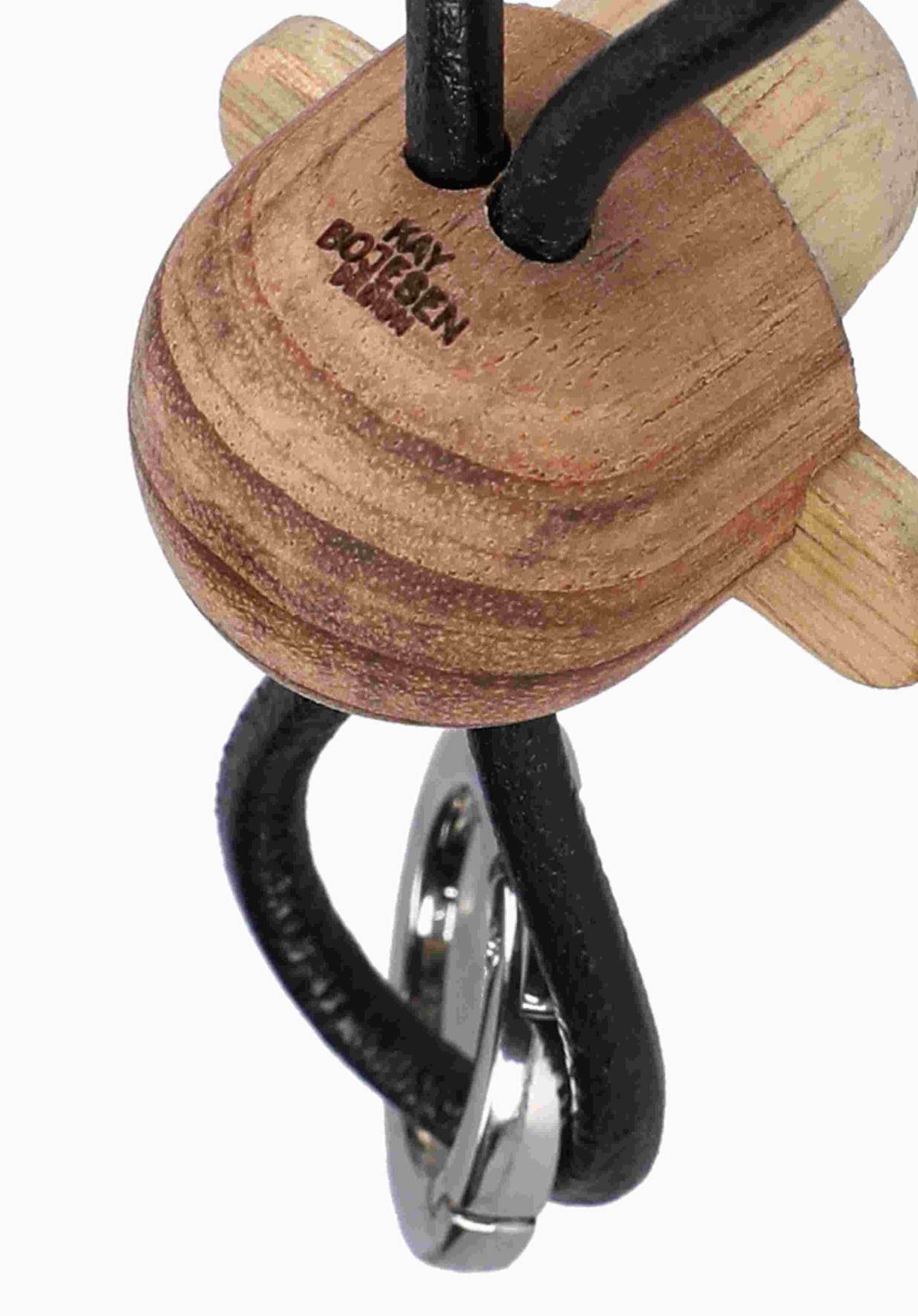 Monkey key ring silver coloured metal with black leather Kay Bojesen