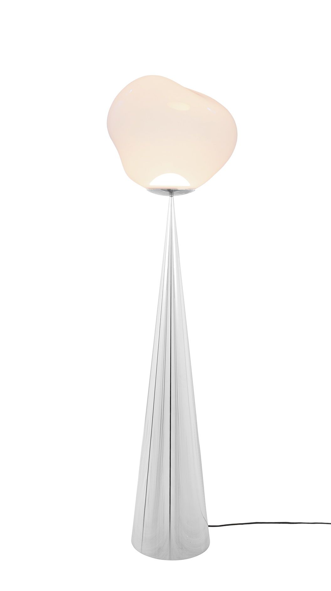 Melt Cone Fat Floor lamp silver - opal Tom Dixon