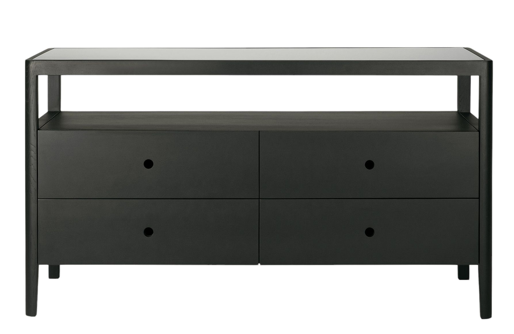 Spindle chest of drawers with drawers black lacquered oak Ethnicraft