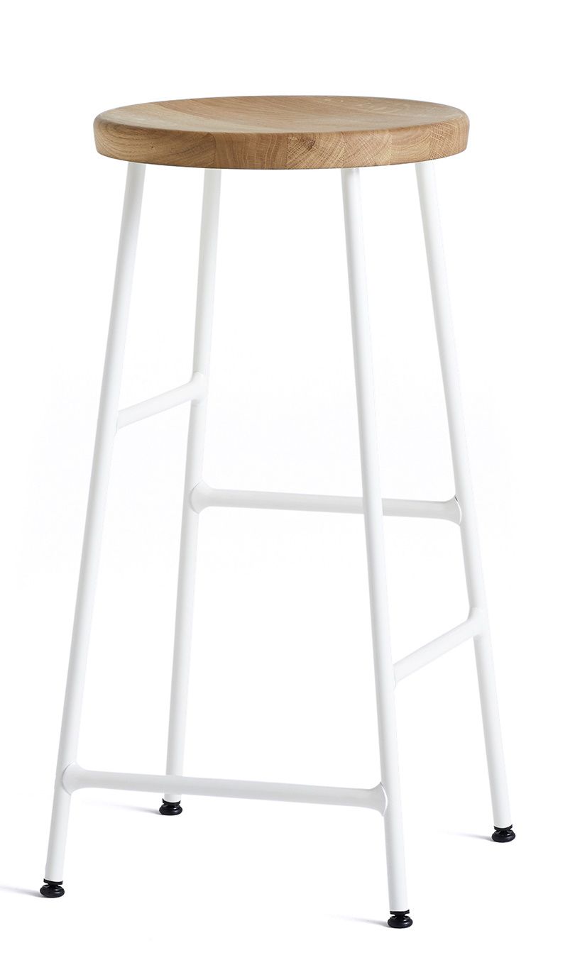 Cornet Bar Stool Low Bar Stool H 65 cm Hay Steel cream white powder-coated / oiled oak