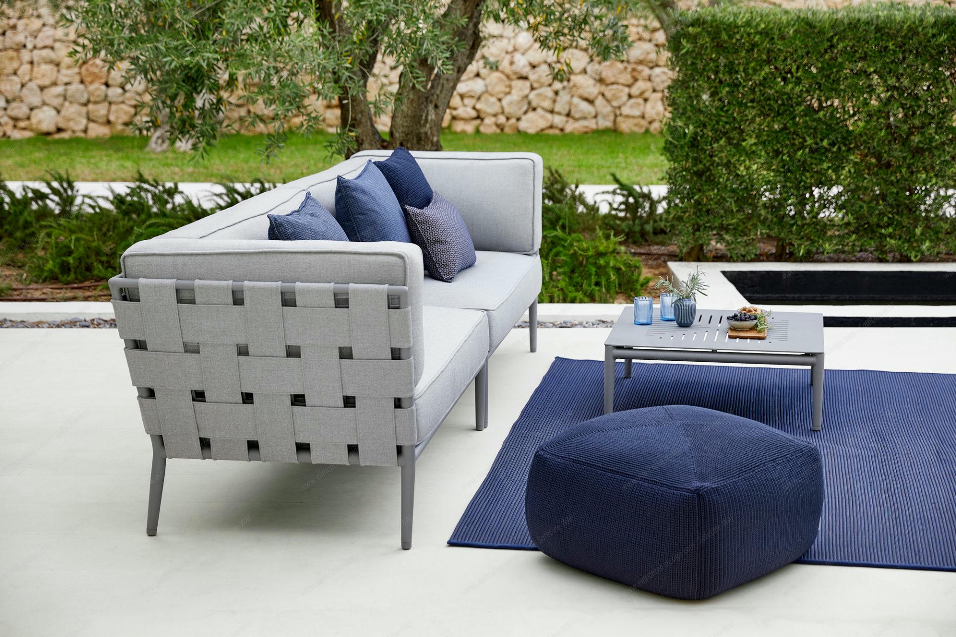 Conic Airtouch Outdoor 2 seater modular sofa left light grey Cane-Line