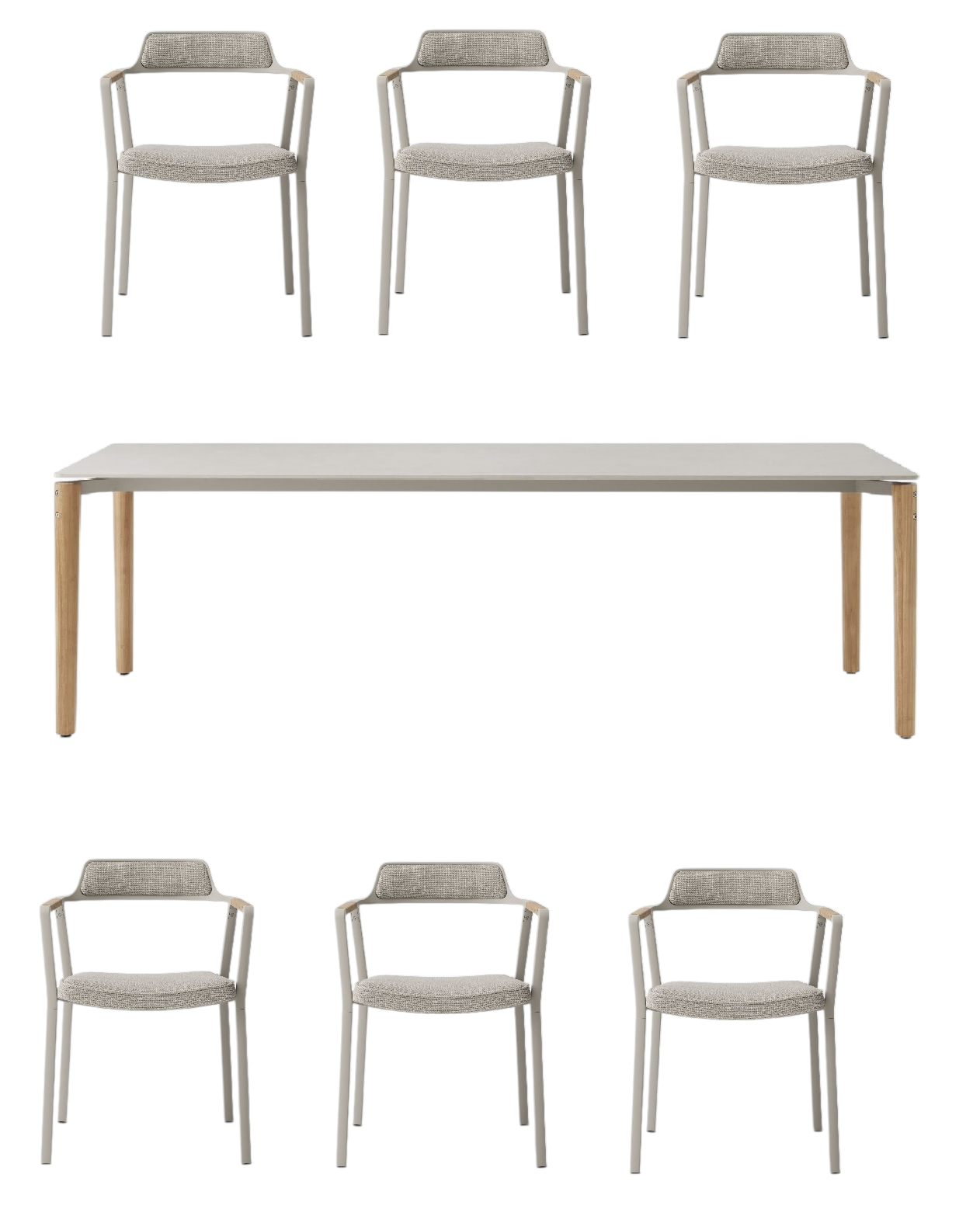Open-Air Outdoor Set 7 Dinner Dining Table with Chairs Large Vipp