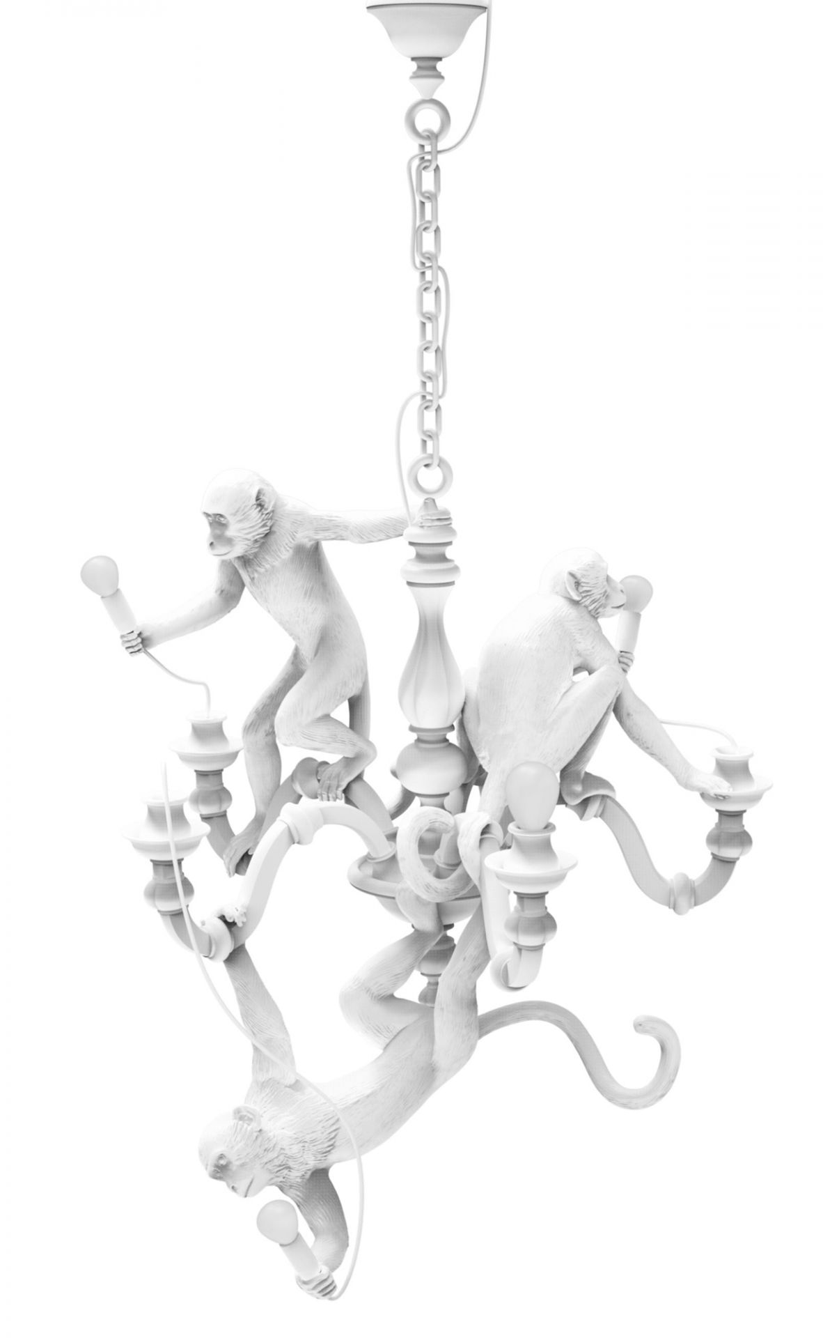 Monkey Chandelier Pendant light Seletti White