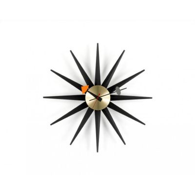 Sunburst Clock Wall Clock - black / brass Vitra