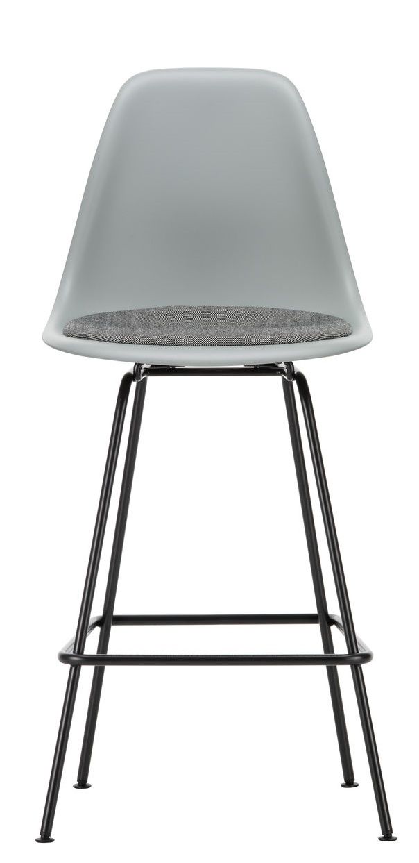 Eames Plastic Bar Stool Medium with seat cushion Vitra