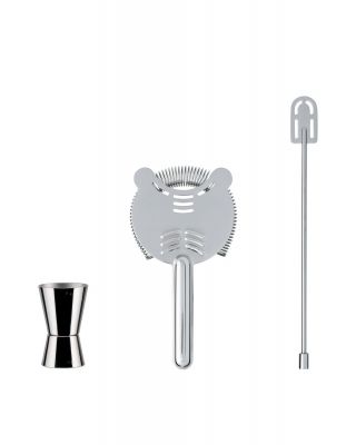 Alessi The Player GV33SET 9 Pezzi Set Accessori Cocktail per Long Drink Acciaio Inossidabile 18/10 