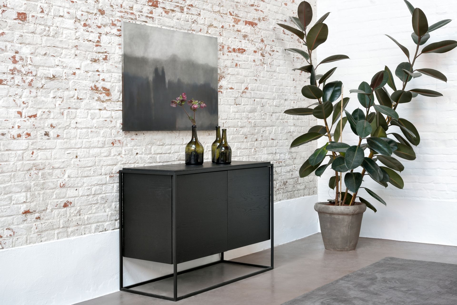 Monolit sideboard oak black frame Ethnicraft