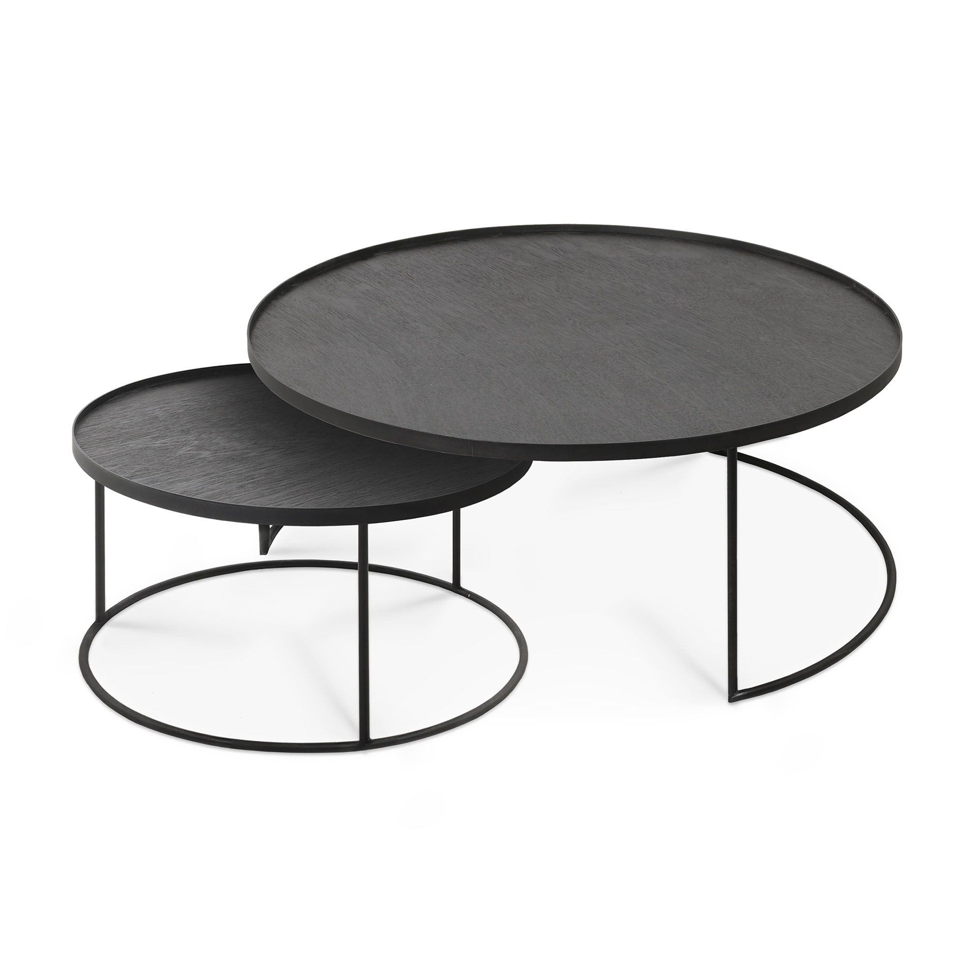 Coffee Table Set of 2 Black Round L/XL Ethnicraft 