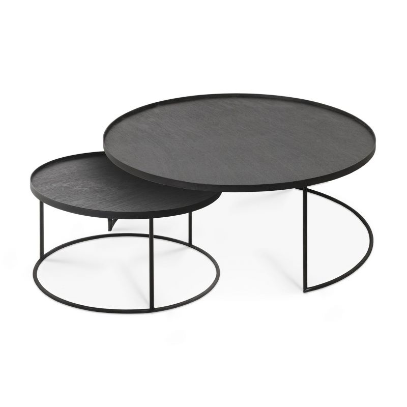Coffee Table Set of 2 Black Round L/XL Ethnicraft 