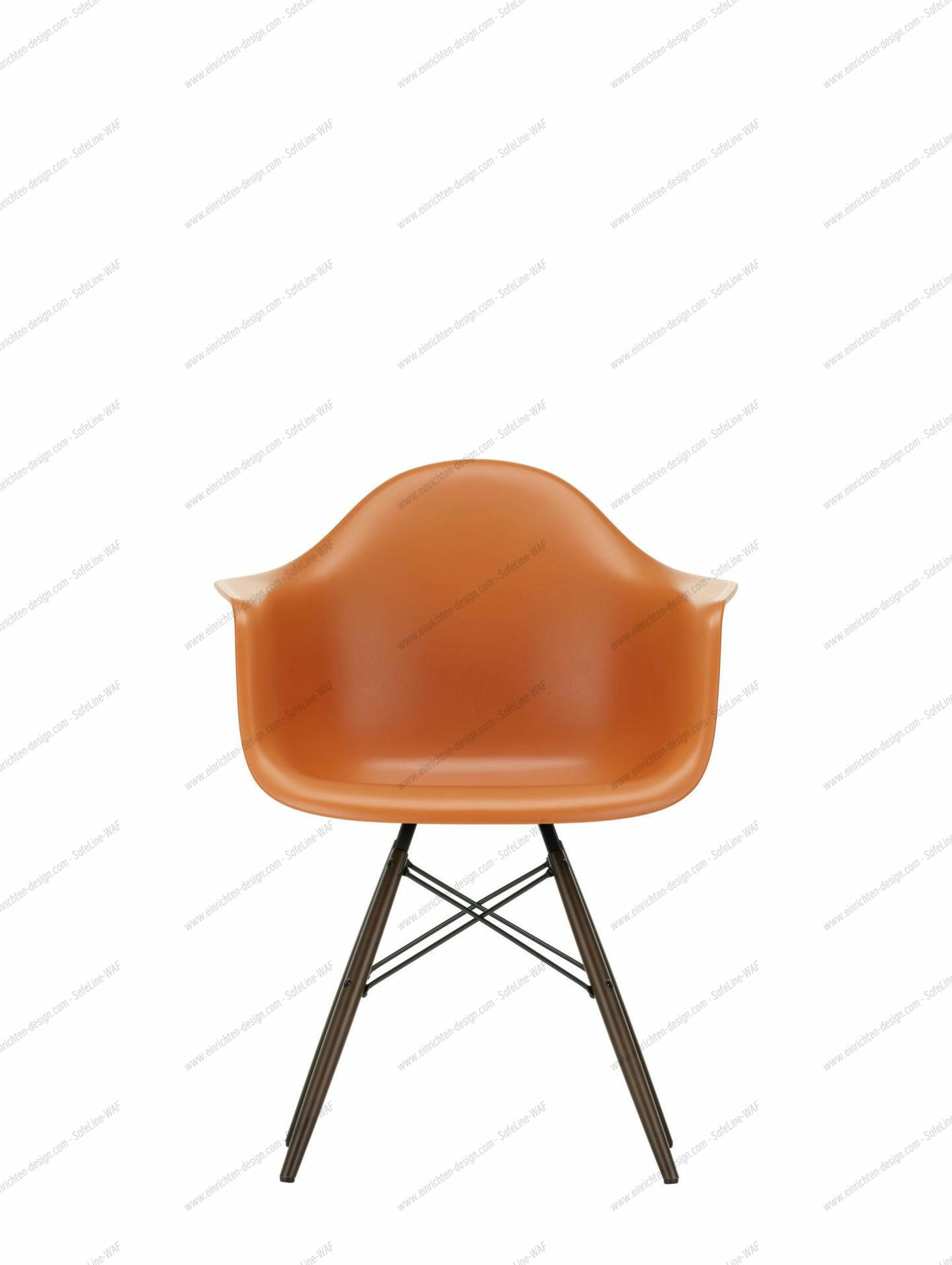 Eames Plastic Arm Chair DAW Chair Vitra Maple yellowish - Rust orange