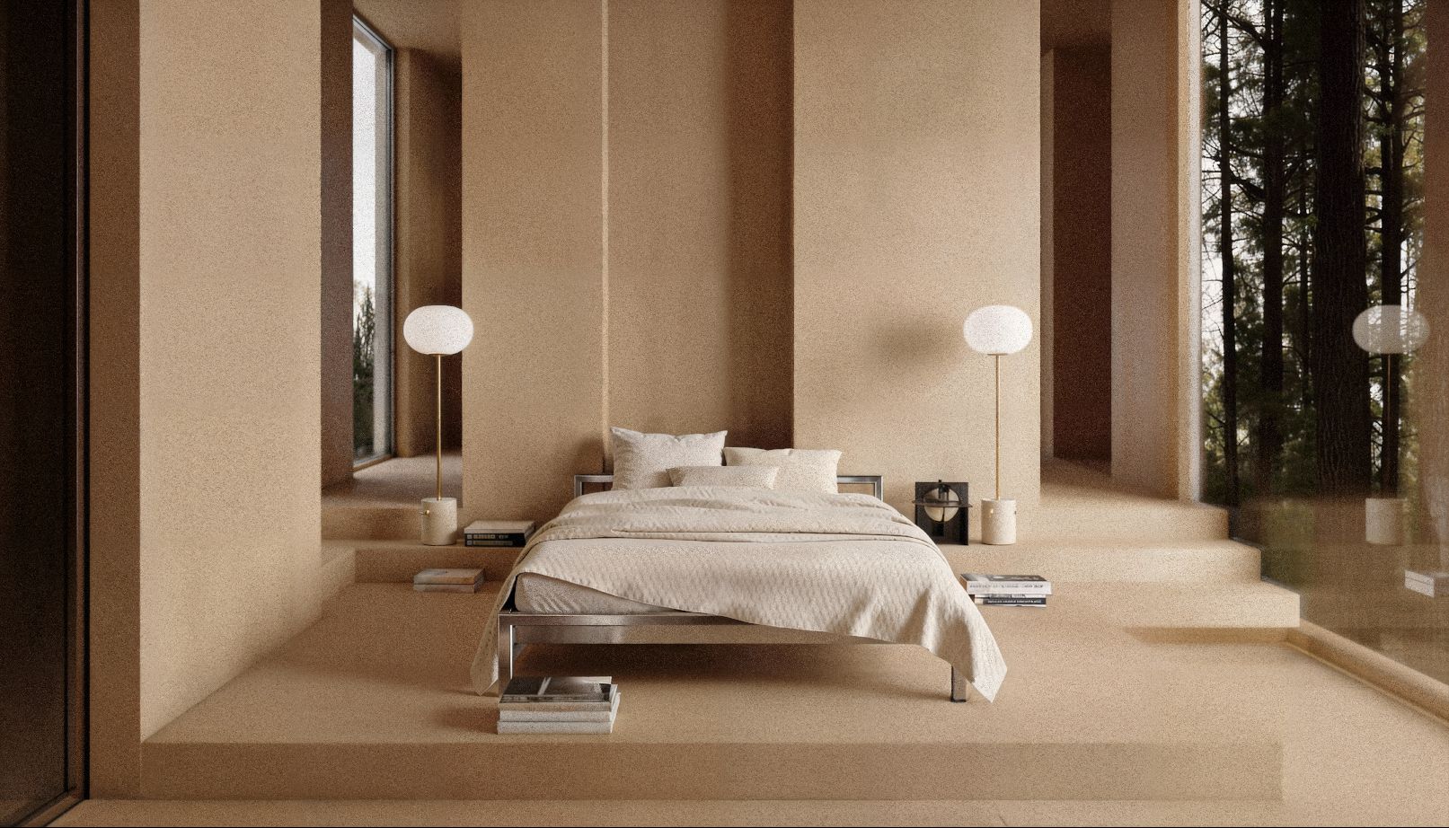 Pure stainless steel bed H 667 VA 140 x 200 cm Hans Hansen