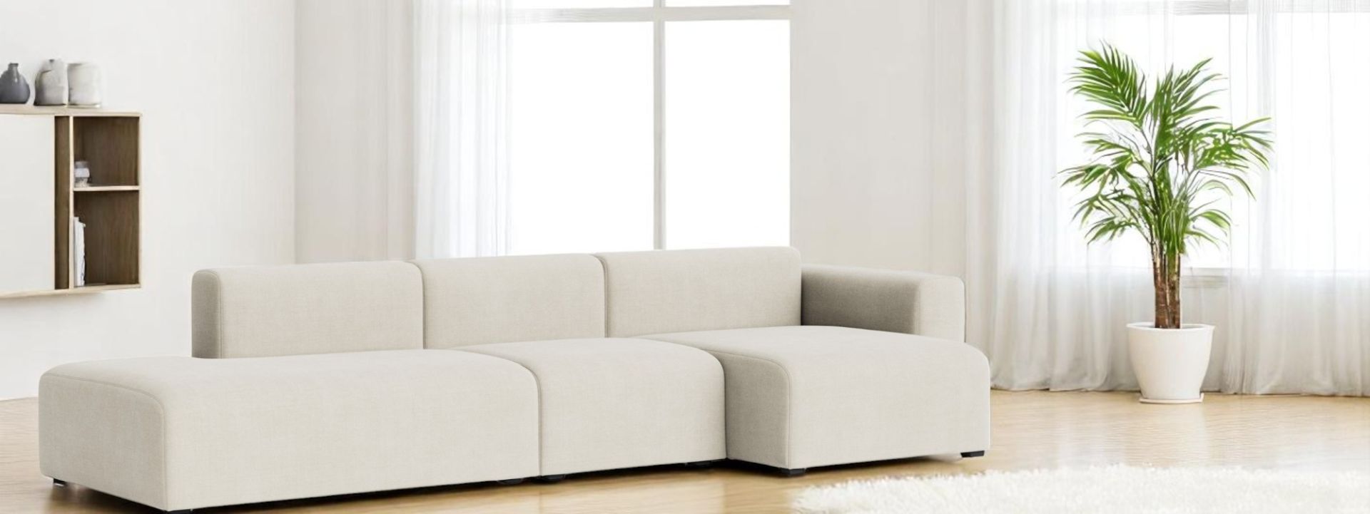 Mags Sofa 3-seater Combination 4 Low Armrest with armrest right Hay