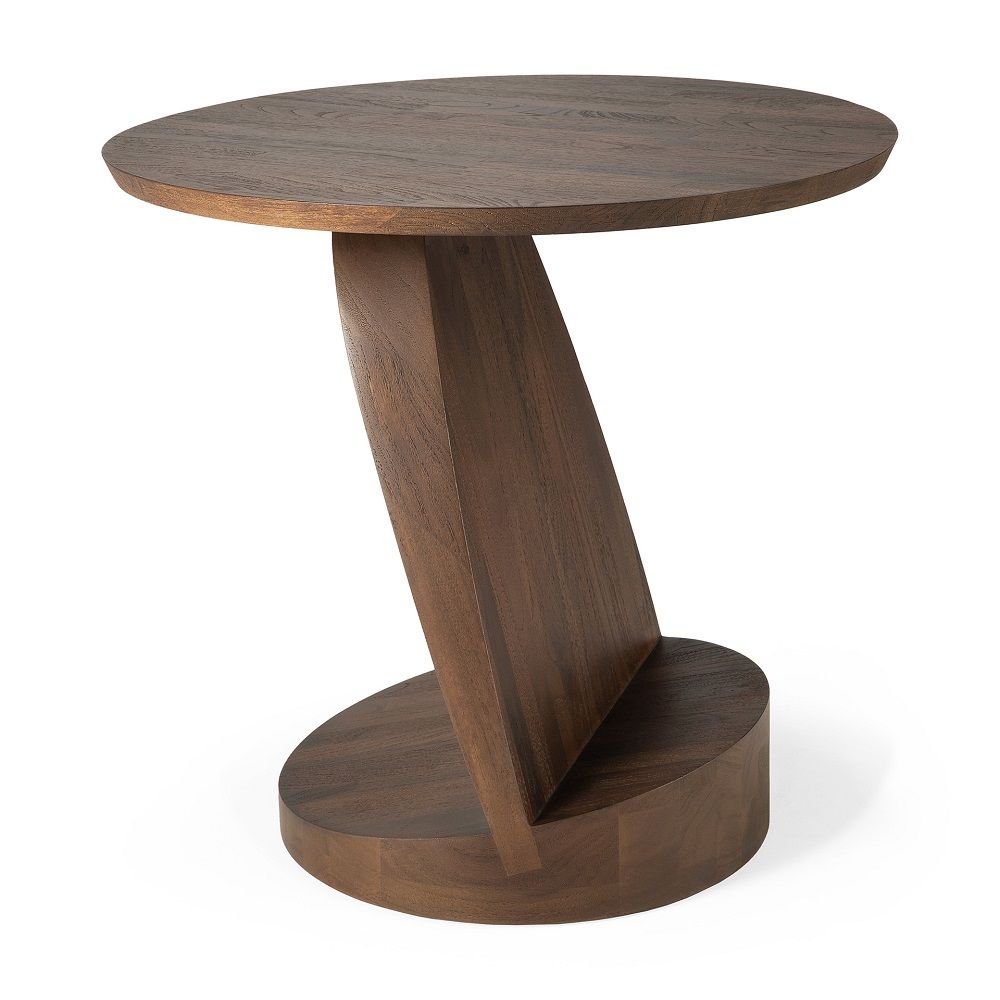 Oblic Side Table Round Teak Ethnicraft