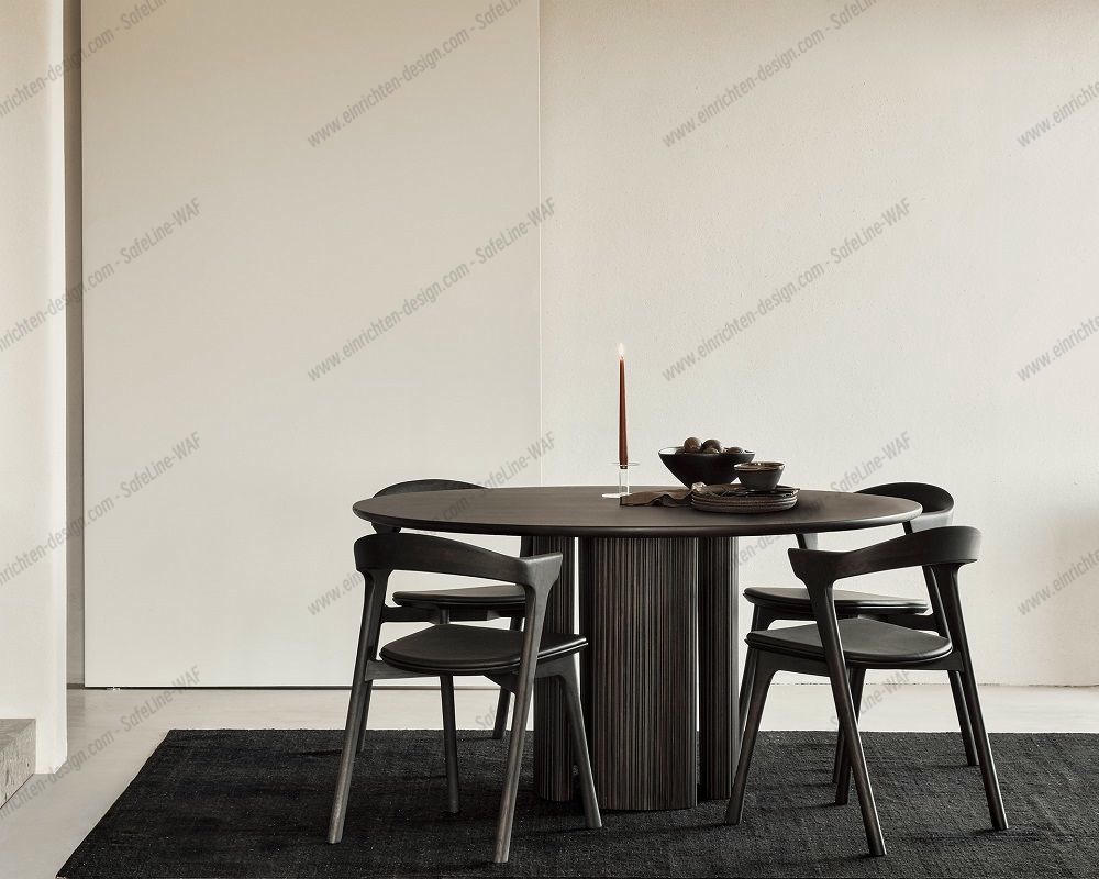 Roller Max Table Round Mahogany Dark Brown Ethnicraft
