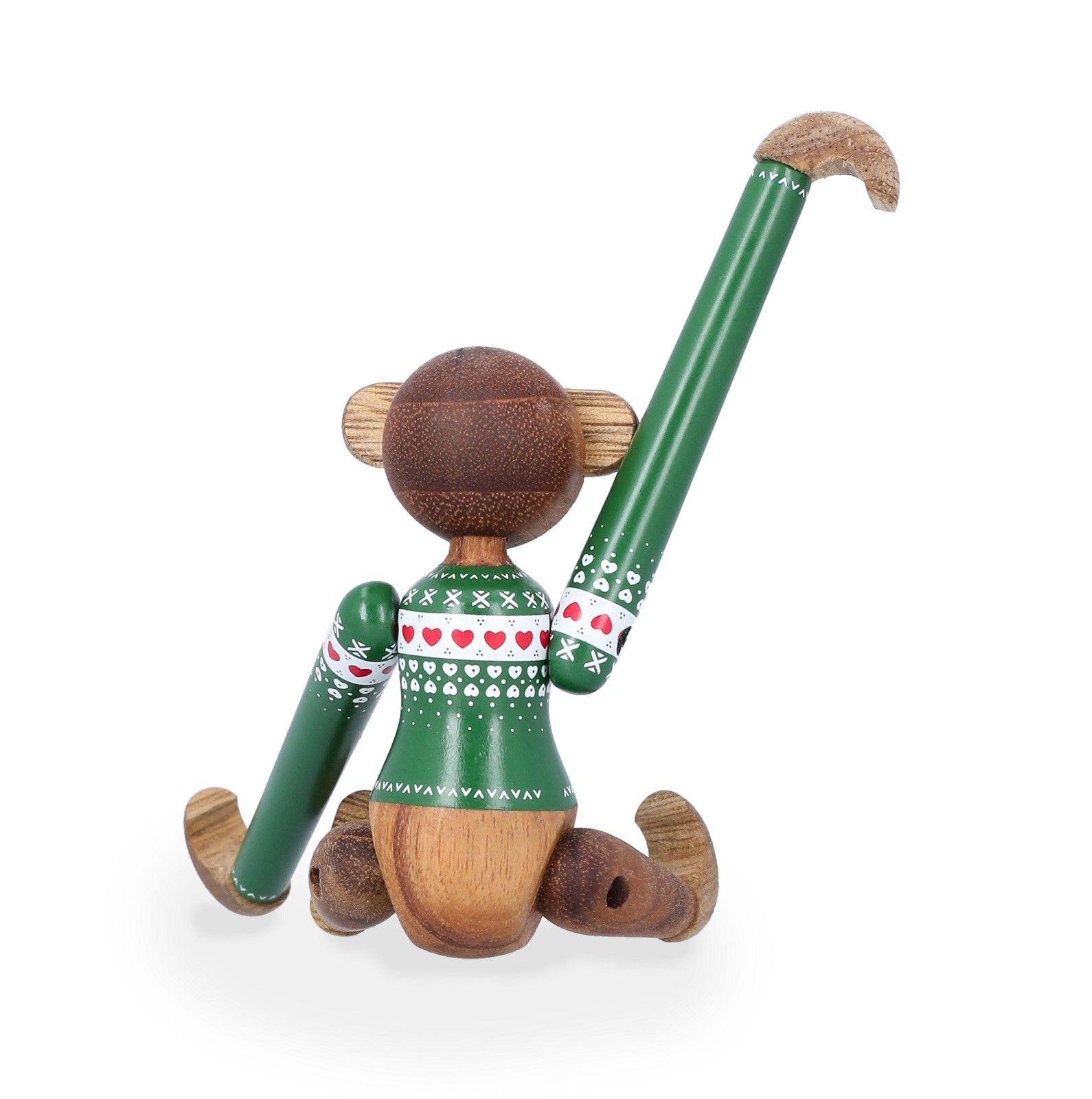 Kay Bojesen Affe Miniatur, grüne Weihnachts-Edition 2025, Holzfigur mit festlichem Pullover, detailreiche Handwerkskunst, Sammlerstück.