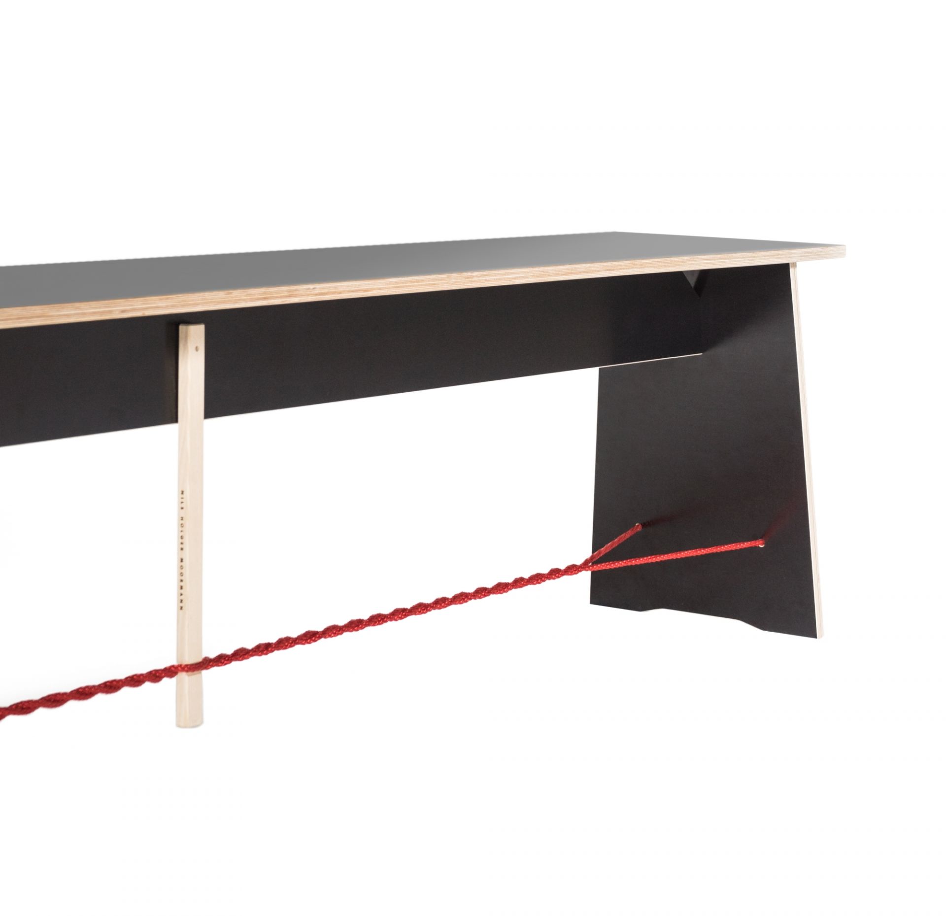 Langer Max bench 90 cm black rope red Nils Holger Moormann