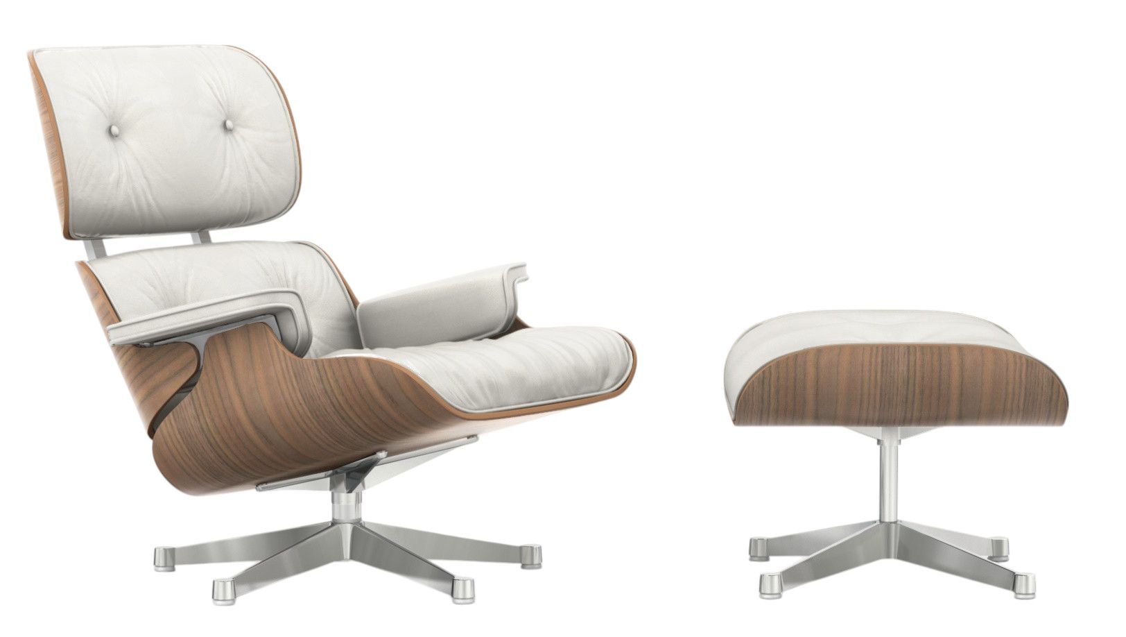 Eames Lounge Chair & Ottoman walnut white armchair Vitra