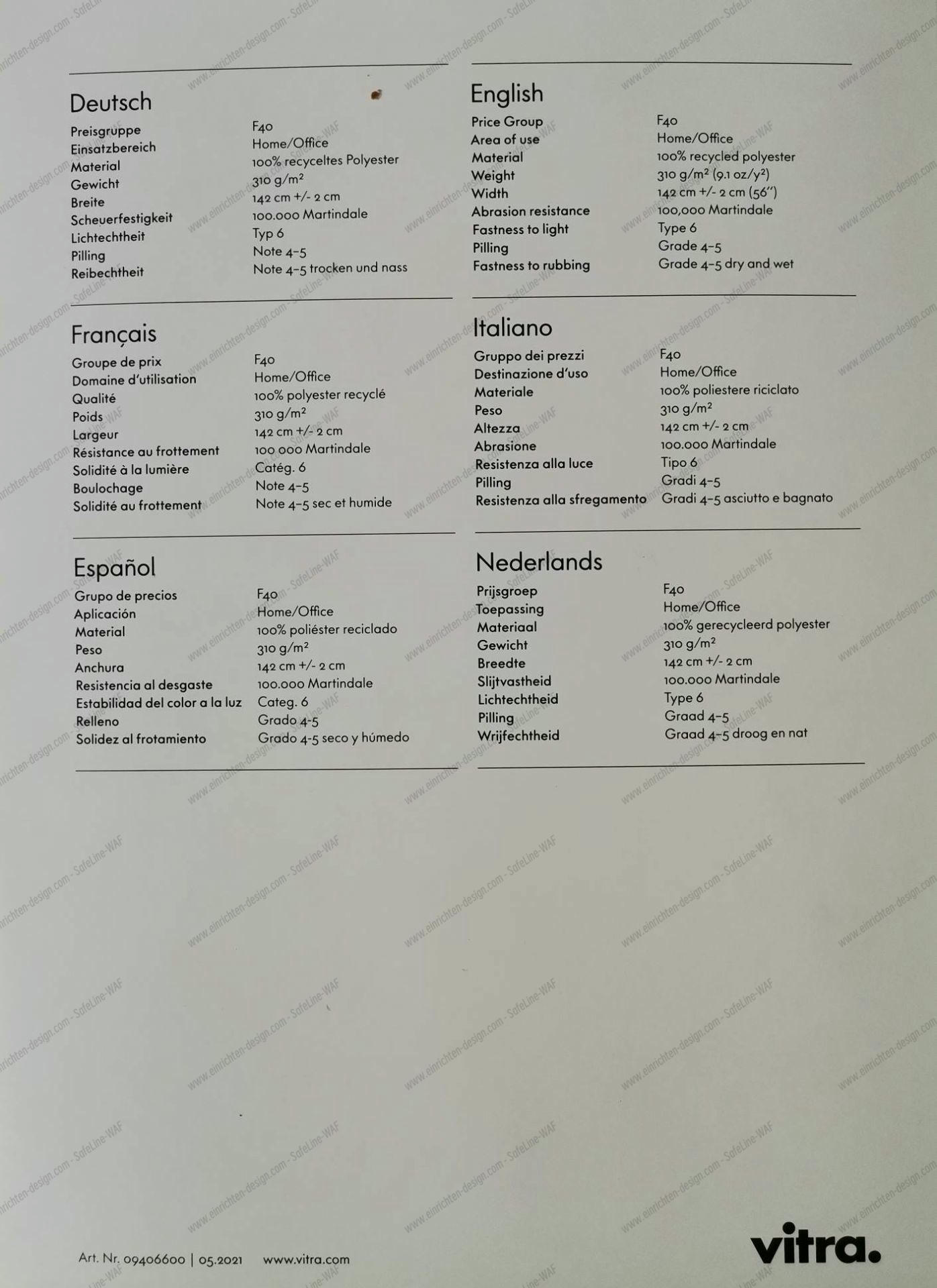 Sample Card Reflect Vitra