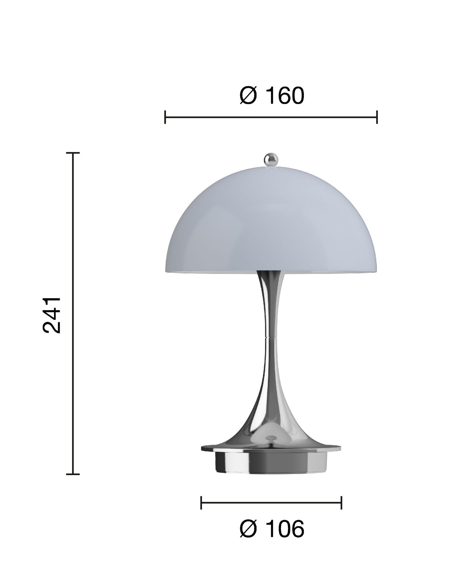 Panthella 160 Portable V3 rechargeable LED table lamp indoor/outdoor Louis Poulsen Opal blue-grey