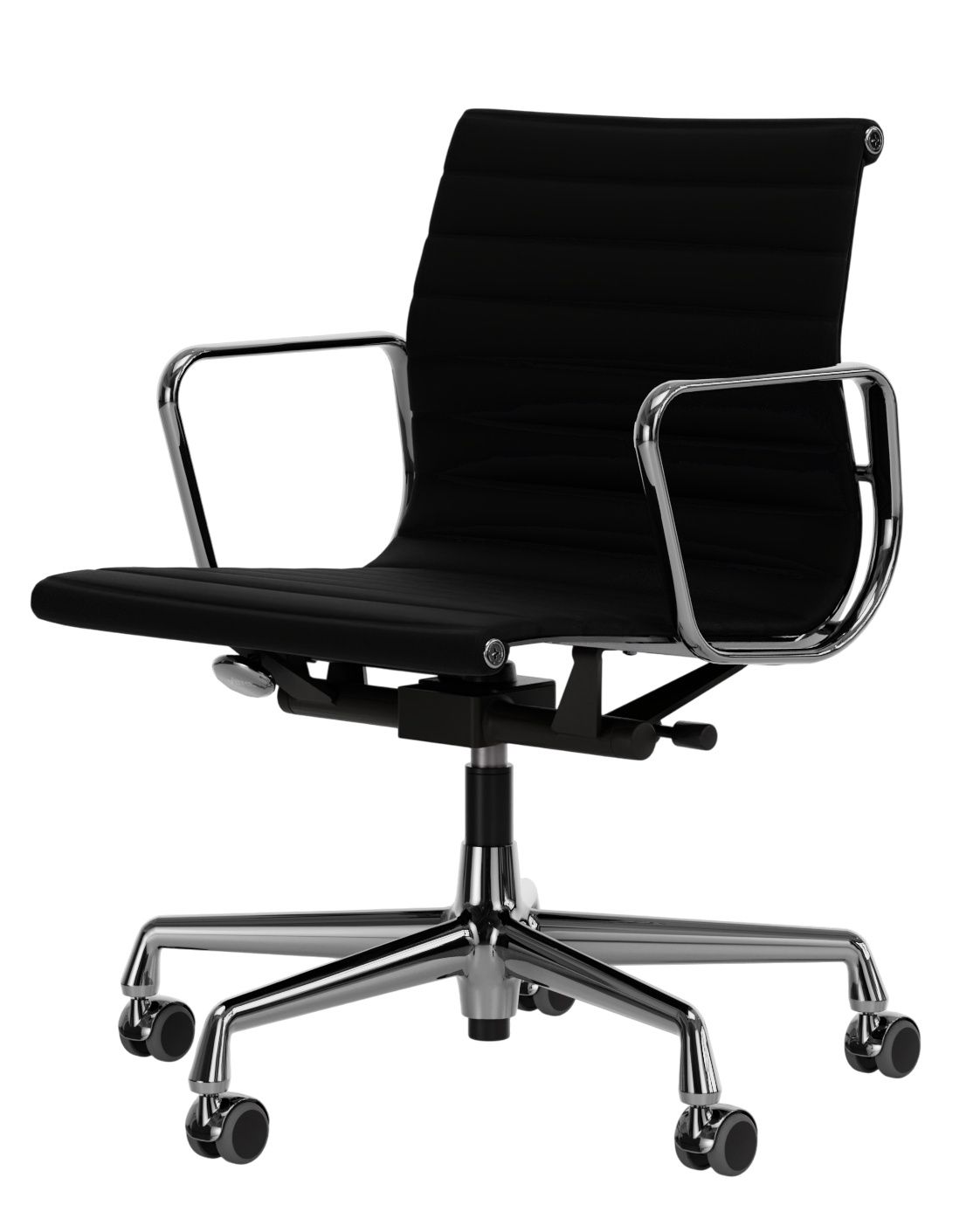Aluminum Chair EA 118 / EA118 Chair Leather Premium Nero Vitra