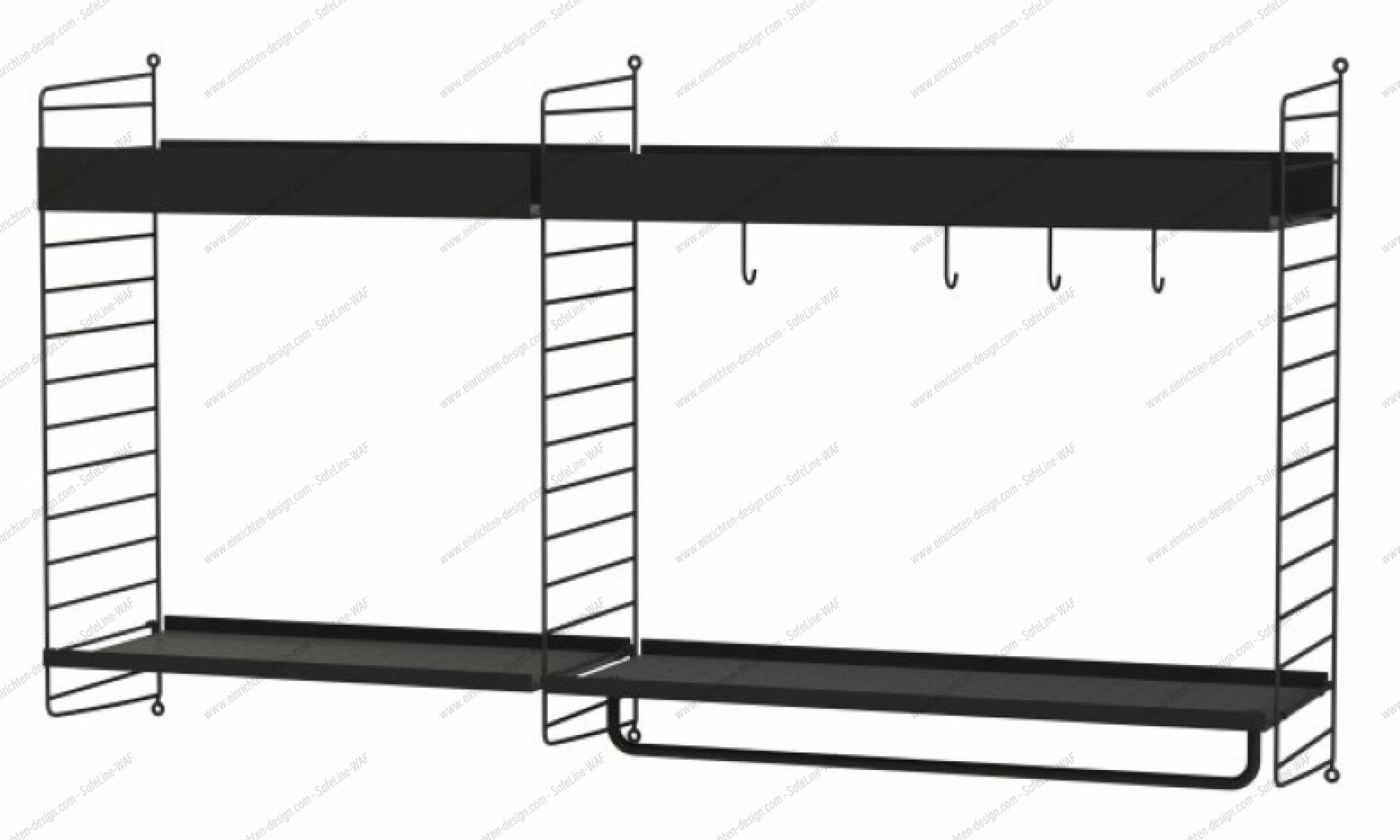 String  Kitchen Wall Shelf System A String Furniture Black - Black 
