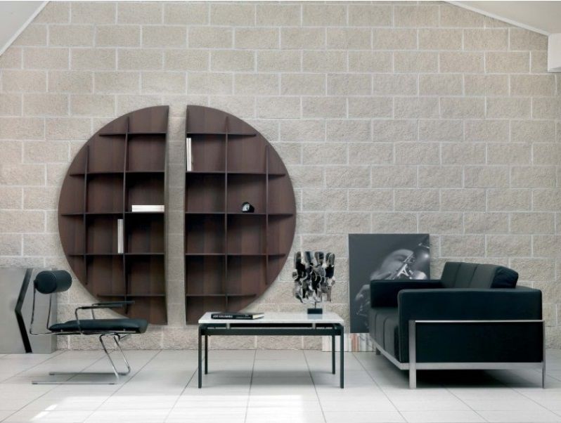 Continental 2 spherical bookcase wooden Walnut Industrie Carnovali 1 Modul