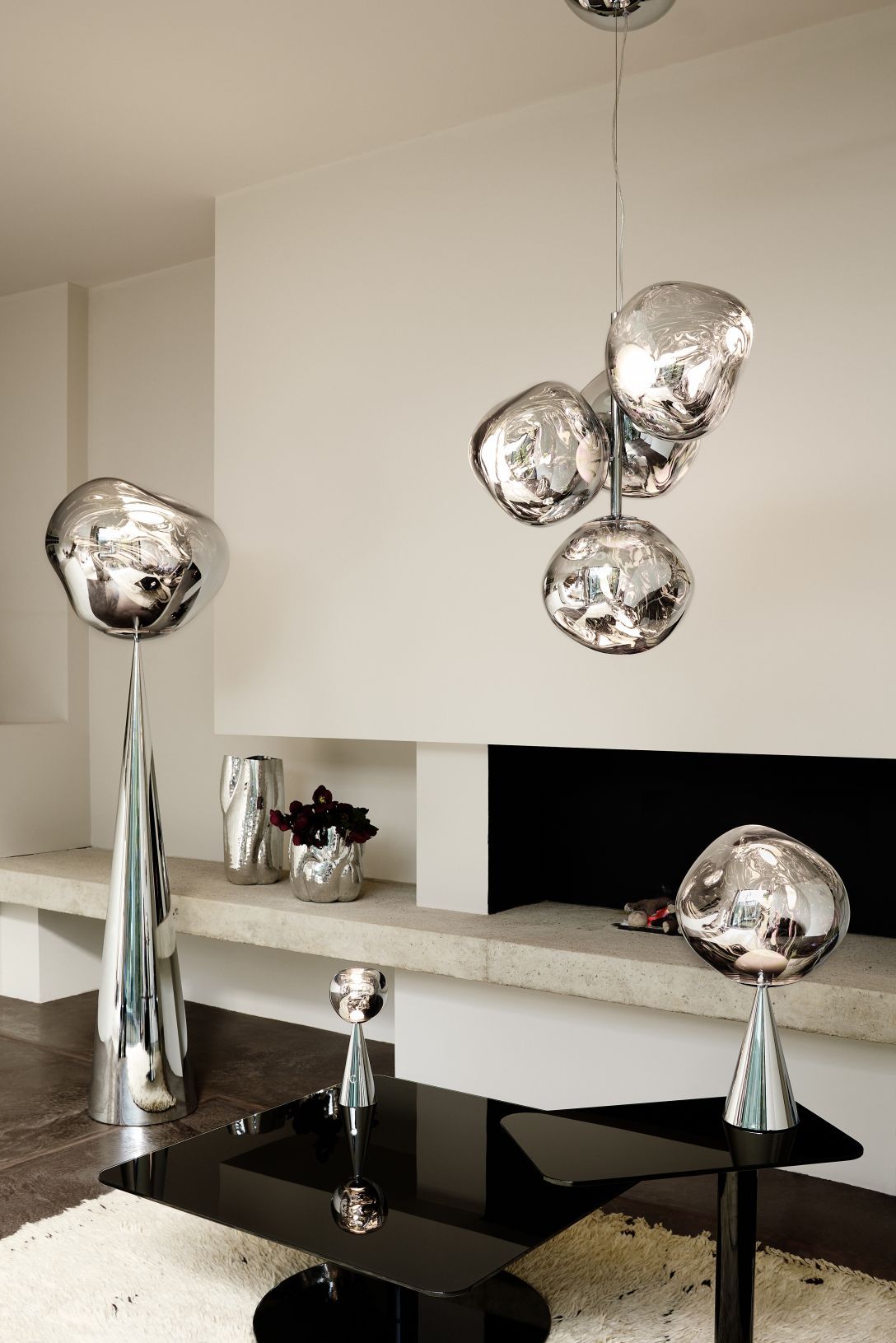 Melt Cone Fat Table lamp silver - opal Tom Dixon