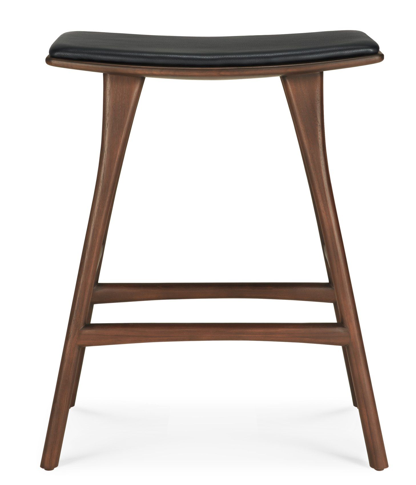 Osso Counter Stool Bar stool with seat cushion leather black Ethnicraft 