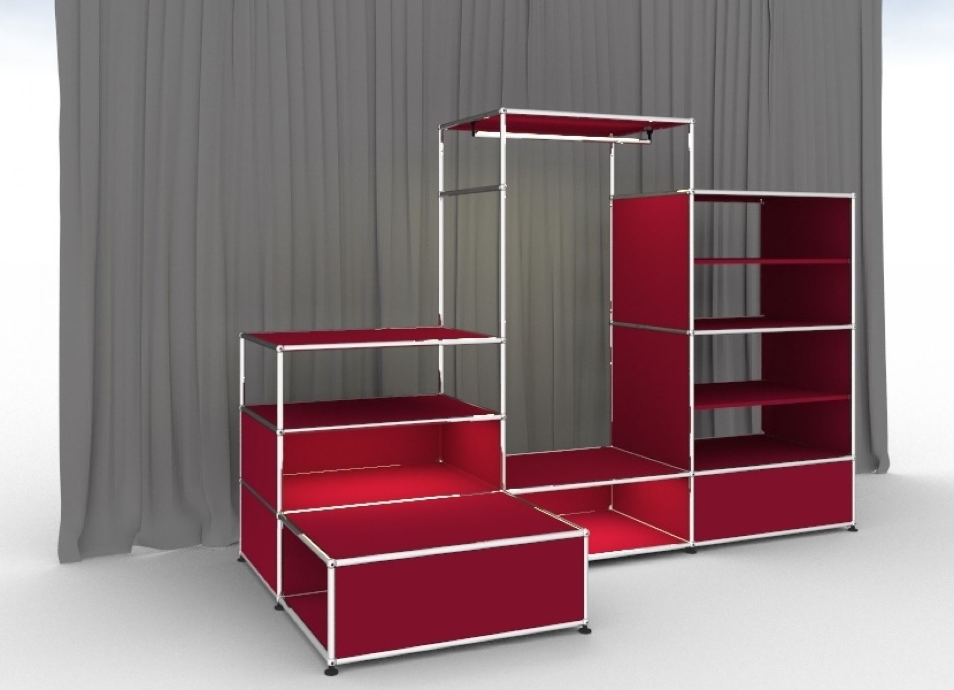 E Wardrobe illuminated ruby red USM Haller