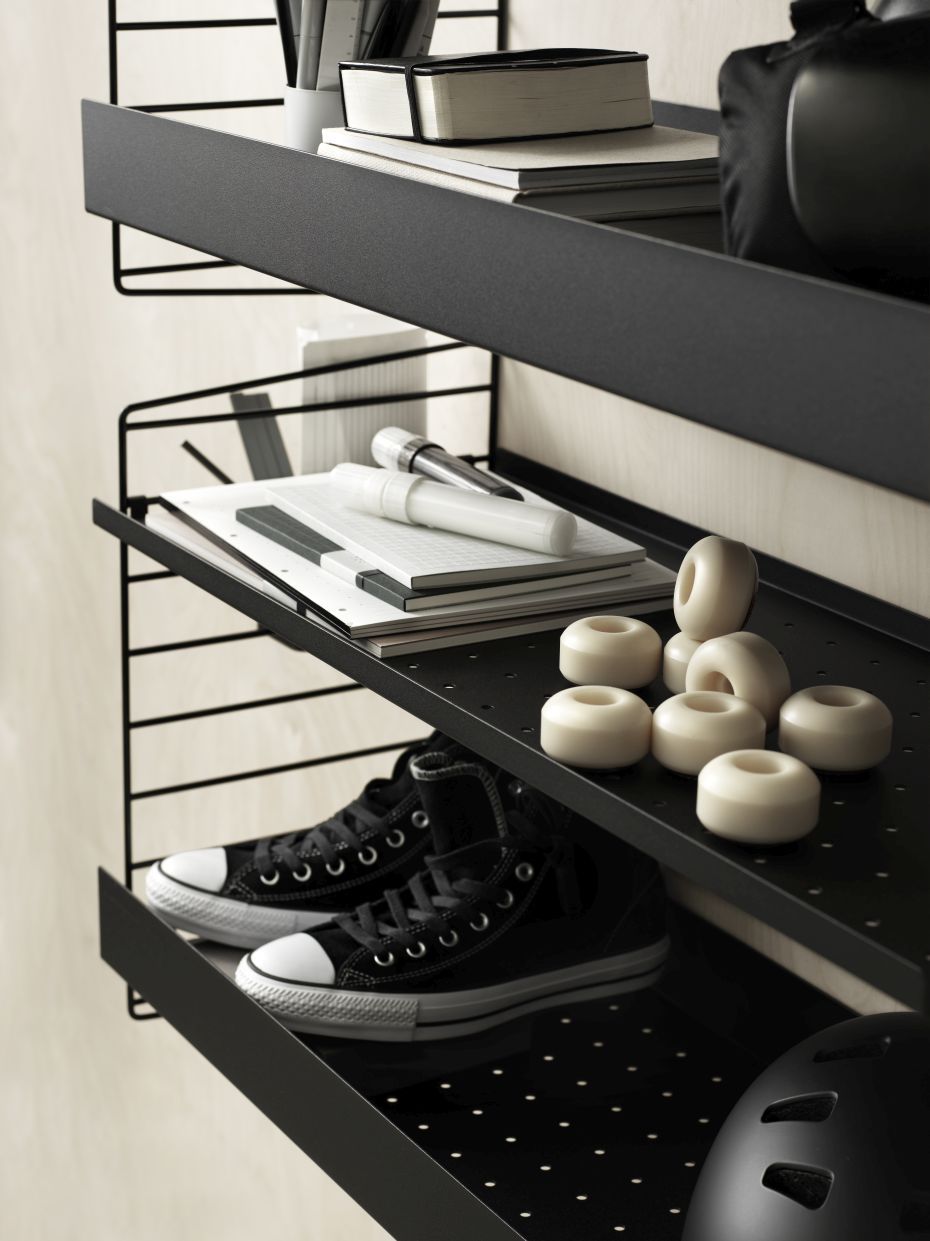Single Piece Metal Shelf High Edge W 58 cm String Furniture    