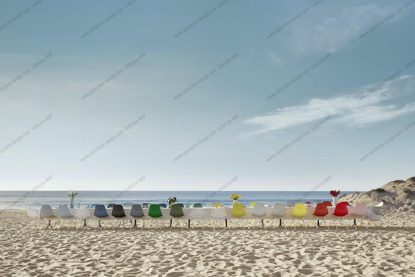 Eames Plastic Side Chair DSX Chair with seat cushion Vitra